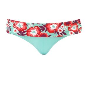 Curvy Kate Aloha Fold Over Bikini Briefs Sea Foam Green Blue Floral XL